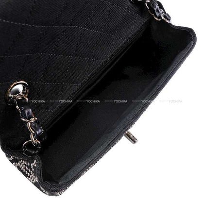 2010AW Limited Paris Shanghai Collection CHANEL Chain wallet Noir (Black) Cotton Silver