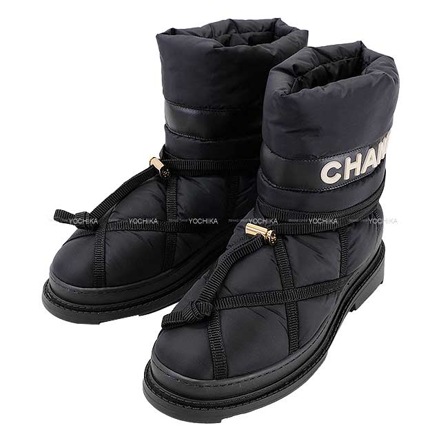 Chanel boots Shearling Nylon COCO Mark Boa Snow #37 Noir (Black) Nylon/Boa #37 G35342
