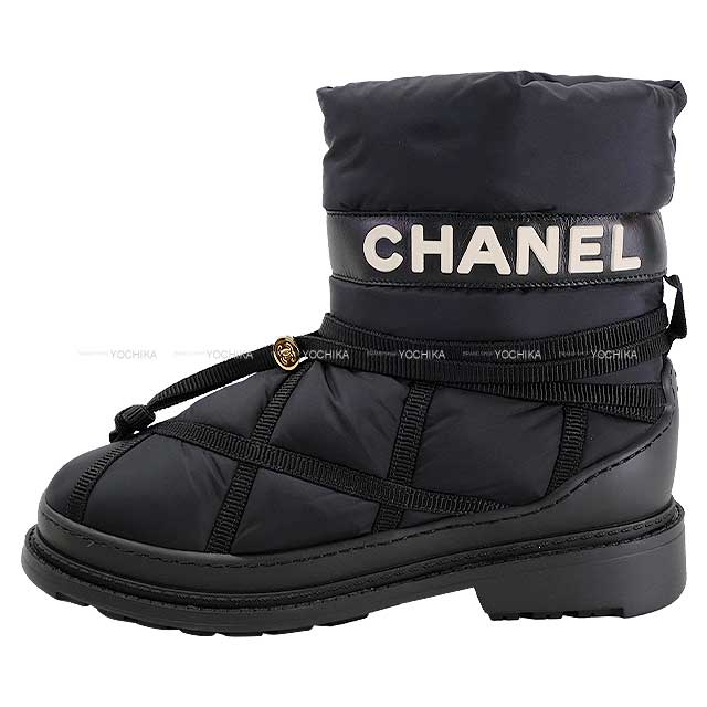 Chanel boots Shearling Nylon COCO Mark Boa Snow #37 Noir (Black) Nylon/Boa #37 G35342