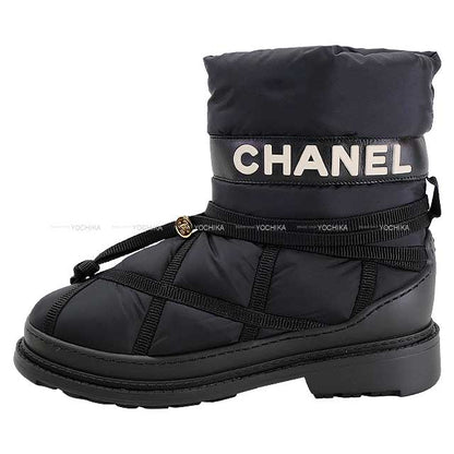 Chanel boots Shearling Nylon COCO Mark Boa Snow #37 Noir (Black) Nylon/Boa #37 G35342