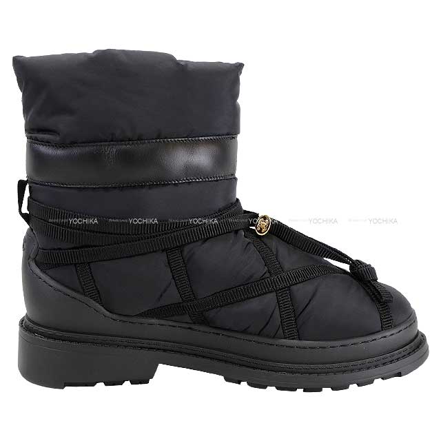 Chanel boots Shearling Nylon COCO Mark Boa Snow #37 Noir (Black) Nylon/Boa #37 G35342
