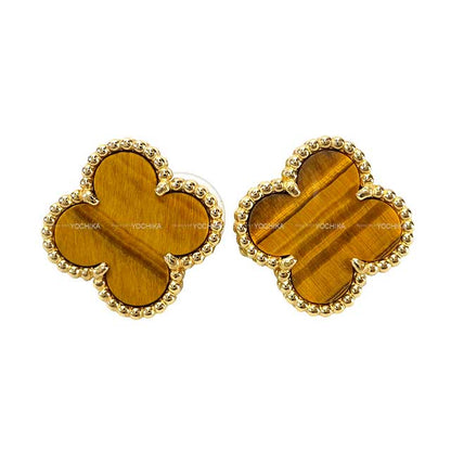 Van Cleef & Arpels earrings Vintage Alhambra 18K Yellow Gold/Tiger eye VCARD40500