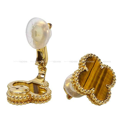Van Cleef & Arpels earrings Vintage Alhambra 18K Yellow Gold/Tiger eye VCARD40500