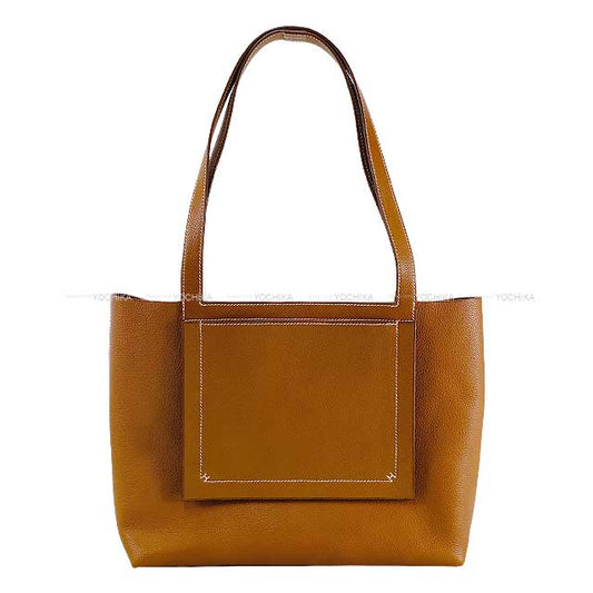 [] HERMES tote bag Cabasellier 31 Fauve Barenia Faubourg Stamp