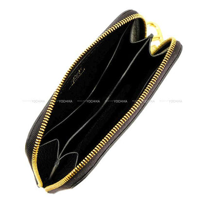 HERMES card holder Zip-Ango Compact Chaine d Angle Noir (Black) Ever Grain Gold HW Stamp