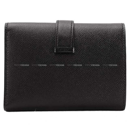 HERMES Tri-fold wallet Bearn Combine SO BLACK Monochrome Noir (Black) Veau madame Black HW Stamp