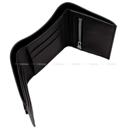 HERMES Tri-fold wallet Bearn Combine SO BLACK Monochrome Noir (Black) Veau madame Black HW Stamp