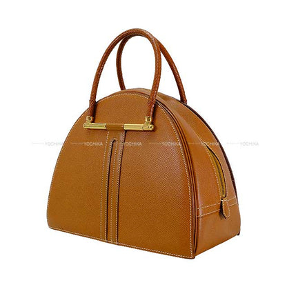 [] HERMES Handbag Gobi PM Gold Couchevel Gold HW Stamp 〇X