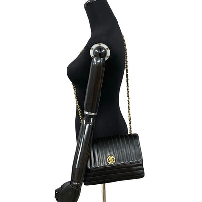 CHANEL Shoulder Bag lambskin black Mademoiselle