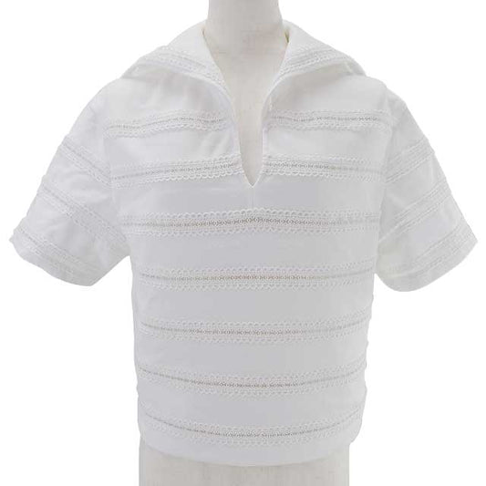 2024SS NEW Chanel Short sleeve t shirt Ladies Tops Coco mark Lace Sailor collar Short sleeves Blanc (White) Cotton jersey 34