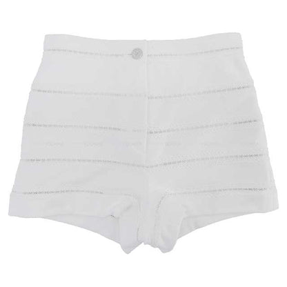 2024SS NEW COCO Beach Collection  Chanel Short pants Ladies Short pants Coco mark Lace Blanc (White) Cotton jersey 34 Silver HW