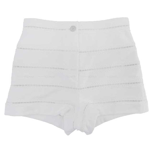 2024SS NEW COCO Beach Collection  Chanel Short pants Ladies Short pants Coco mark Lace Blanc (White) Cotton jersey 34 Silver HW