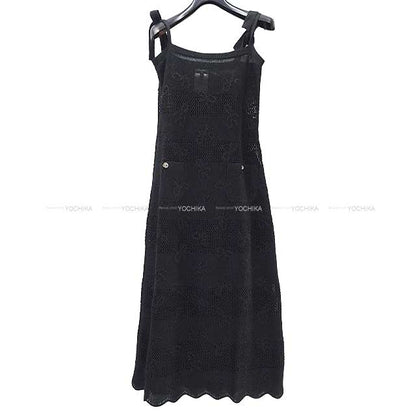 2024 NEW Chanel One‐piece dress Coco button With pocket Long dress Noir (Black) Viscose/Papier 34