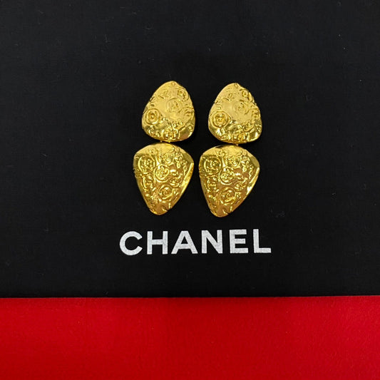 Chanel Vintage Coco Mark Earrings Gold