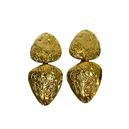 Chanel Vintage Coco Mark Earrings Gold