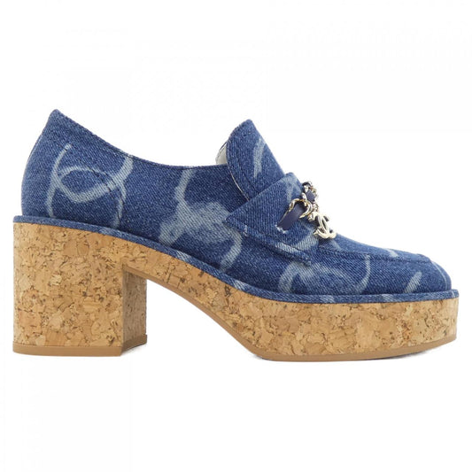 Chanel G45142B14034 Print Denim Metal Shoes
