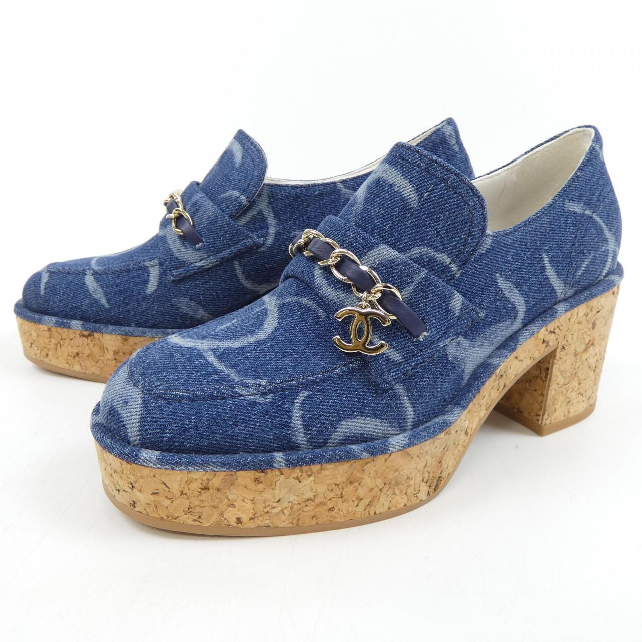 Chanel G45142B14034 Print Denim Metal Shoes