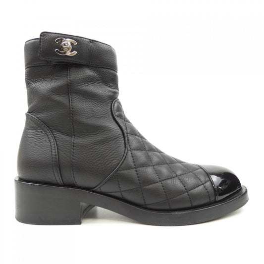 Chanel G36763Y55020 Calfskin Patent Calfskin Boots