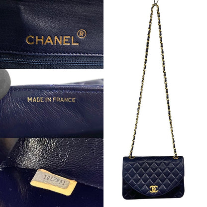 CHANEL Shoulder Bag lambskin Navy Matrasse