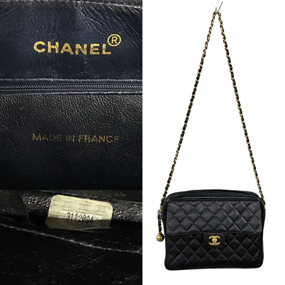 CHANEL Shoulder Bag Matt caviar skin black Matrasse