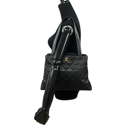 CHANEL Tote Bag Matt caviar skin black Matrasse