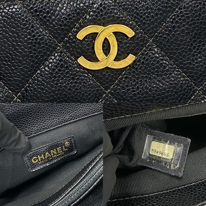 CHANEL Tote Bag Matt caviar skin black Matrasse
