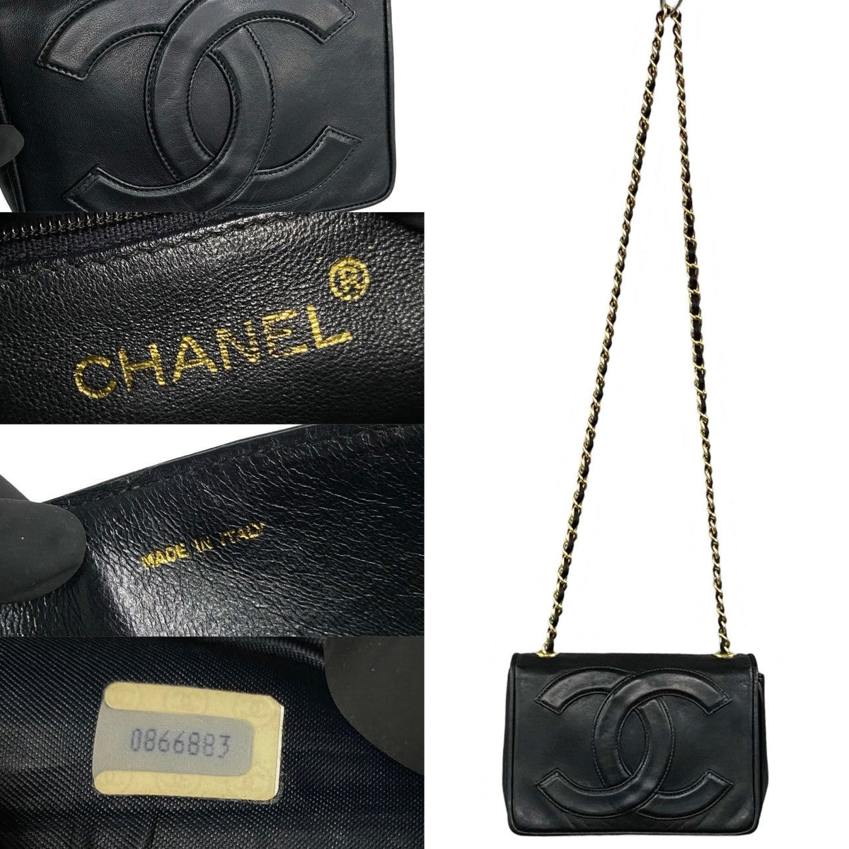 CHANEL Shoulder Bag lambskin black