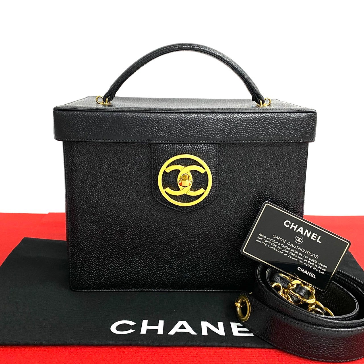CHANEL Handbag Matt caviar skin black