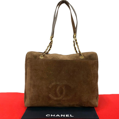CHANEL Tote Bag Suede Brown