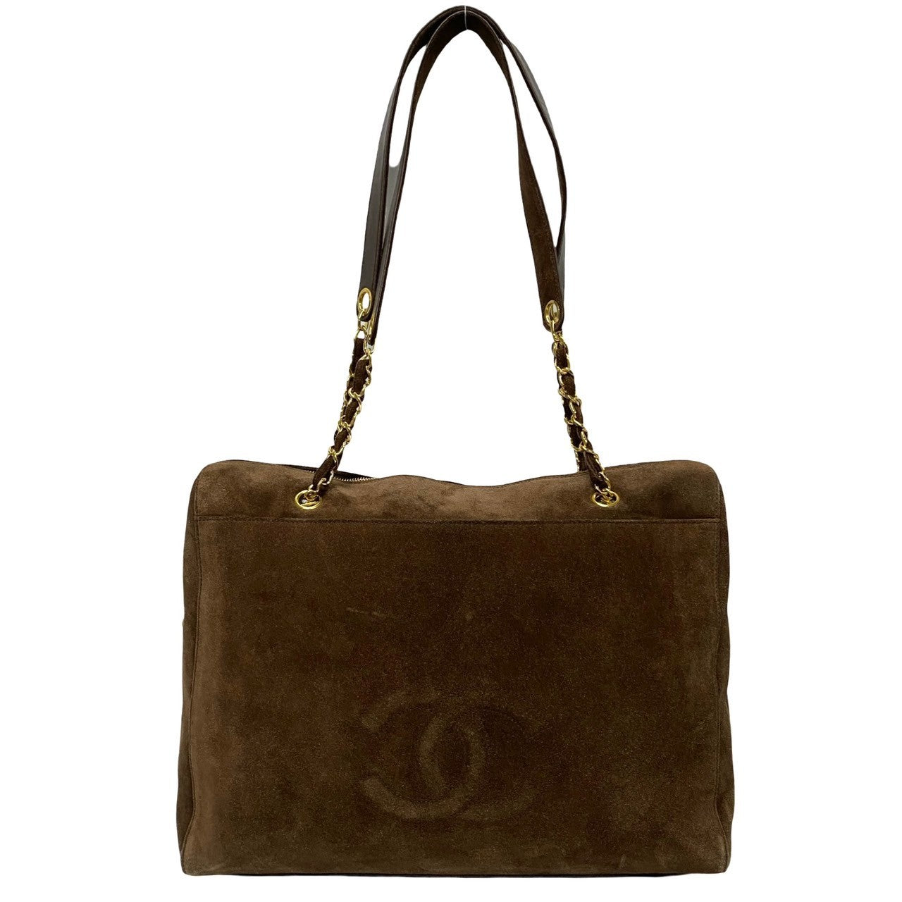 CHANEL Tote Bag Suede Brown
