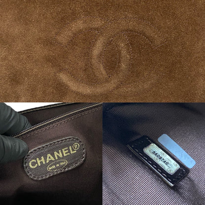 CHANEL Tote Bag Suede Brown