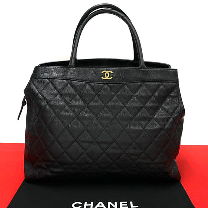 CHANEL Handbag Matt caviar skin black Matrasse