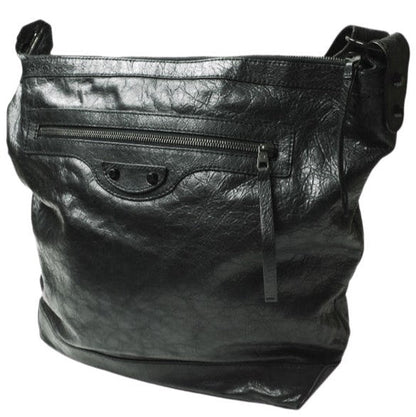 Balenciaga Leather Day Messenger Bag Black