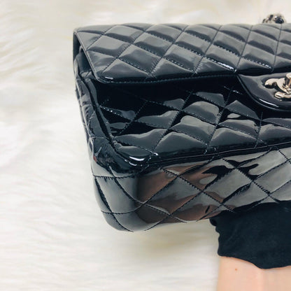 Classic Double Flap Patent Leather M/L SHW Black