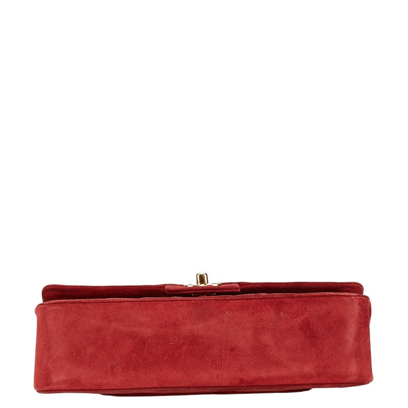 Chanel Double Flap V Stitch Suede Shoulder Bag