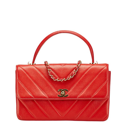 Chanel Chevron V Stitch Coco Mark Lambskin 2way Bag