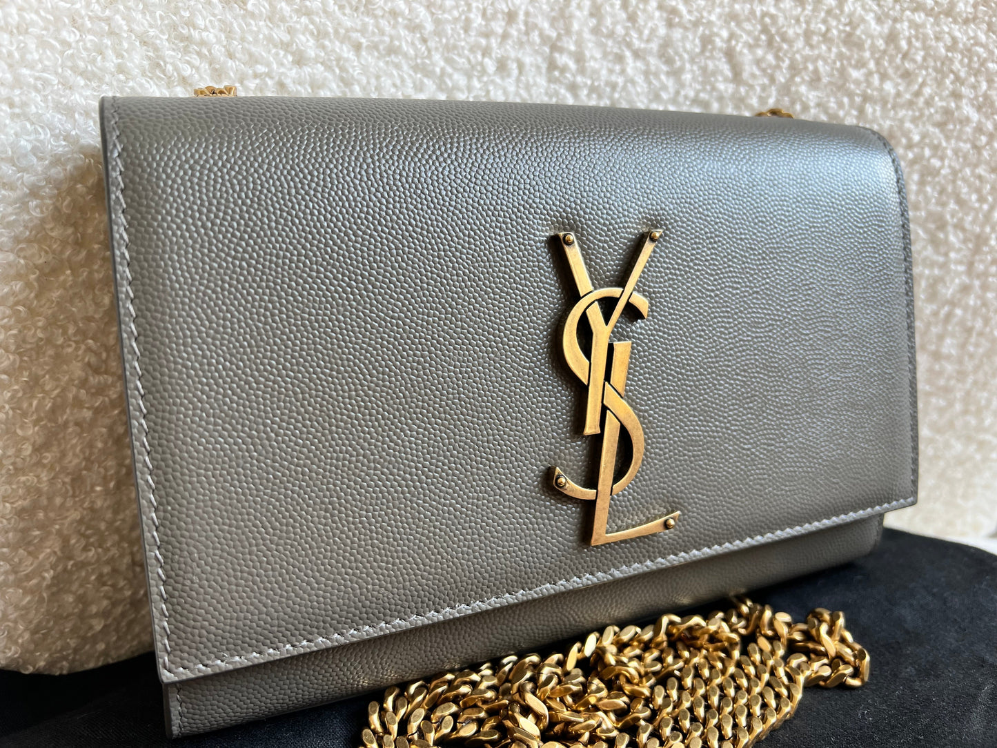 Yves Saint Laurent (YSL) Grey Small Kate with Gold Hardware