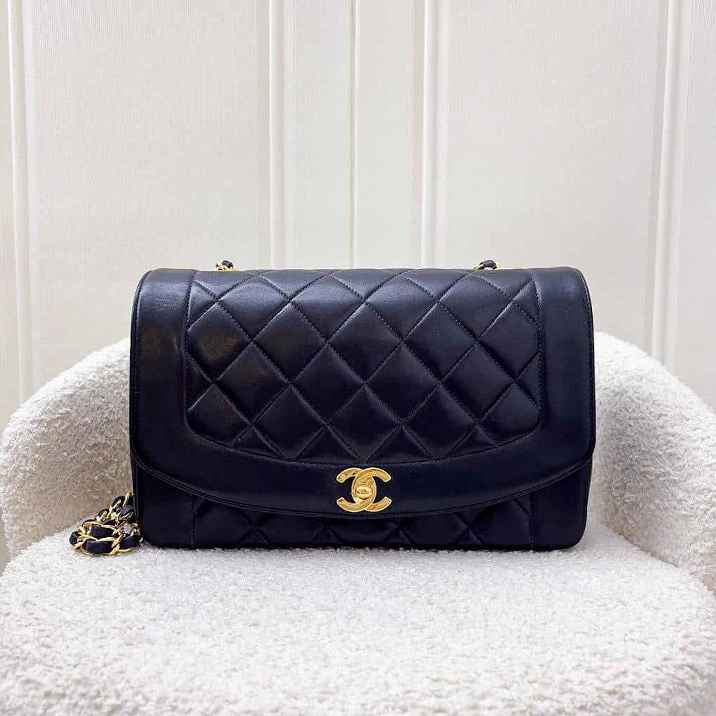 Chanel Vintage Medium Diana Flap in Midnight Blue Lambskin and 24K Gold-Plated HW
