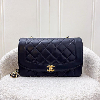 Chanel Vintage Medium Diana Flap in Midnight Blue Lambskin and 24K Gold-Plated HW