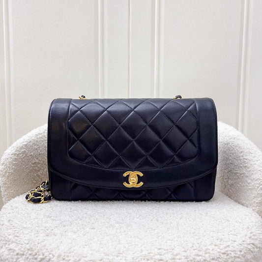 Chanel Vintage Medium Diana Flap in Midnight Blue Lambskin and 24K Gold-Plated HW