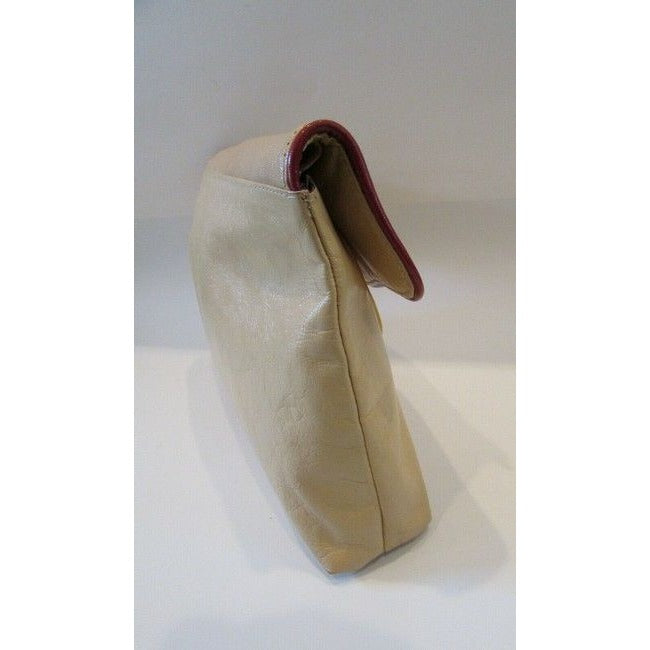Fendi SAS, mod, ivory patent leather, 2way- cross body/clutch w colorful trim