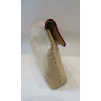 Fendi SAS, mod, ivory patent leather, 2way- cross body/clutch w colorful trim