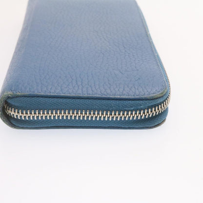 LOUIS VUITTON Zippy Wallet Vertical Taurillon Leather Blue M30503 LV Auth 24759