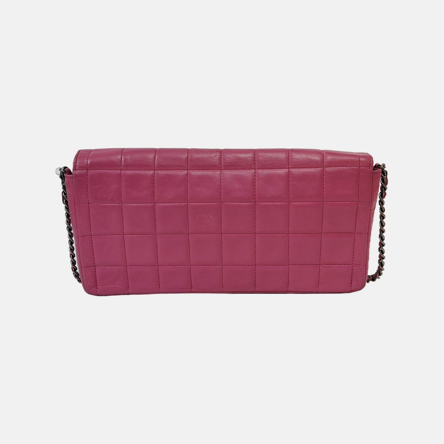 Chanel East West Chocolate Bar Pink Leather Silver Hardware Vintage