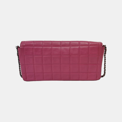 Chanel East West Chocolate Bar Pink Leather Silver Hardware Vintage