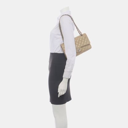 Chanel Timeless Classic Flap Medium Beige Caviar Leather Silver Hardware, 2005-2006