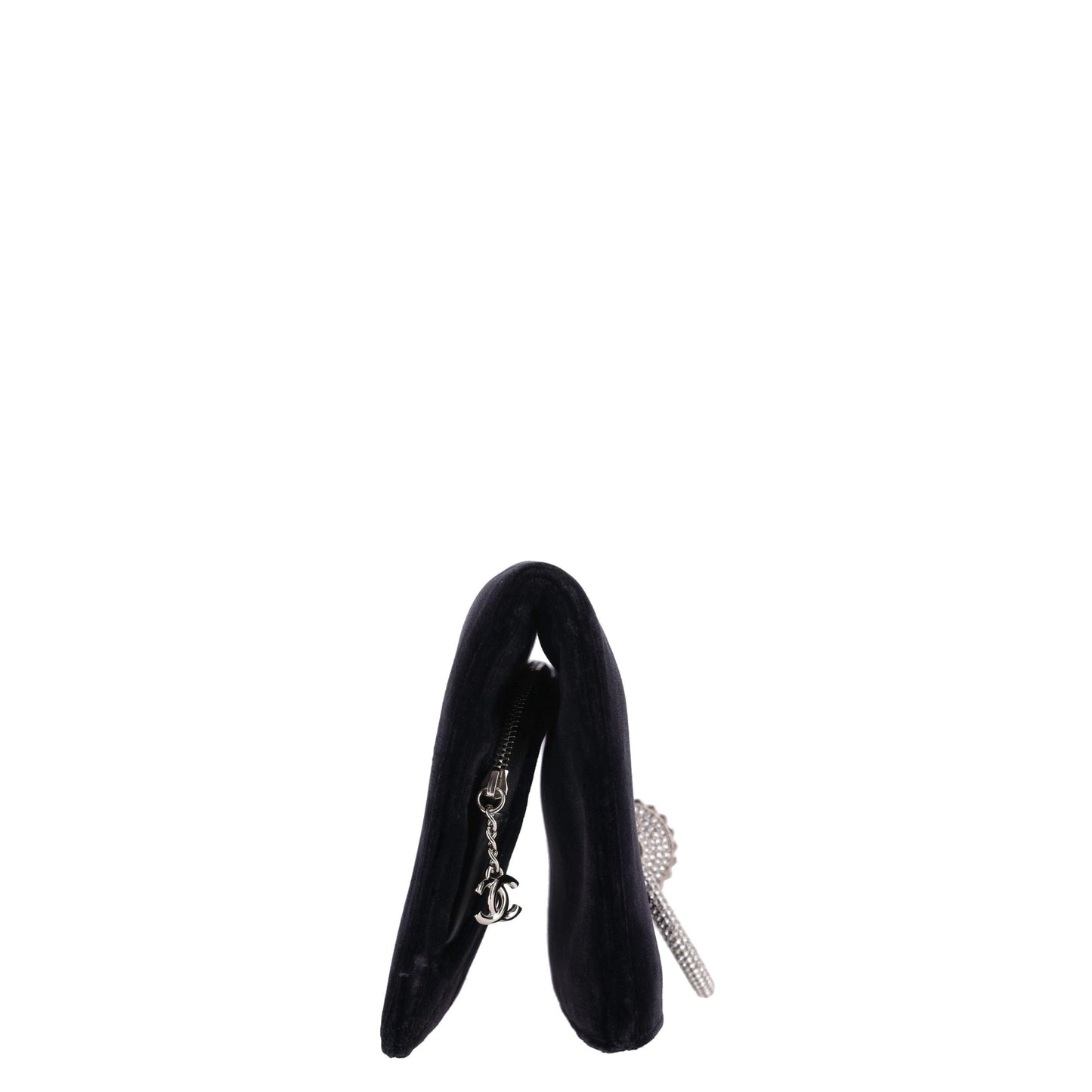 Crystal Embellished Velvet Clutch Black