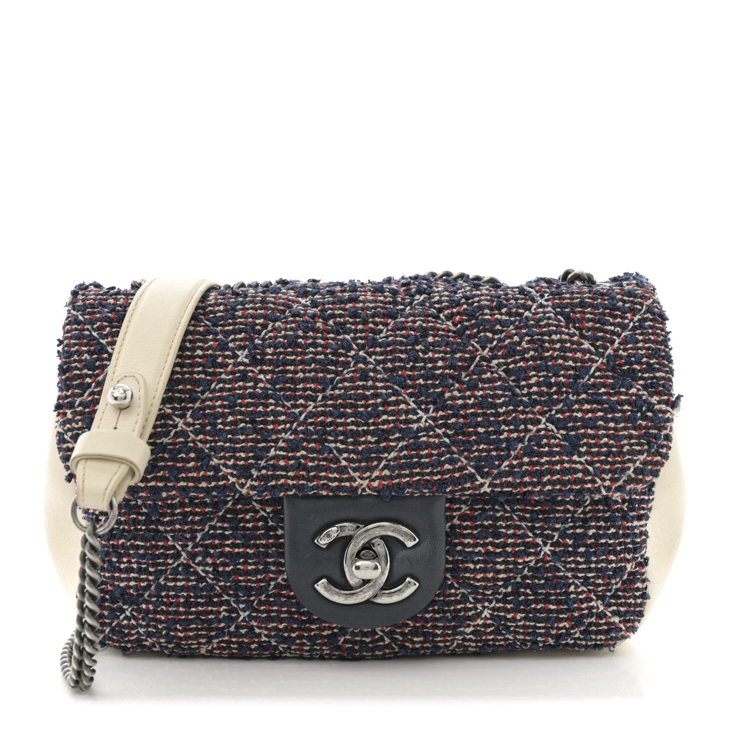 Tweed Quilted Mini Rectangular Flap Blue Multicolor
