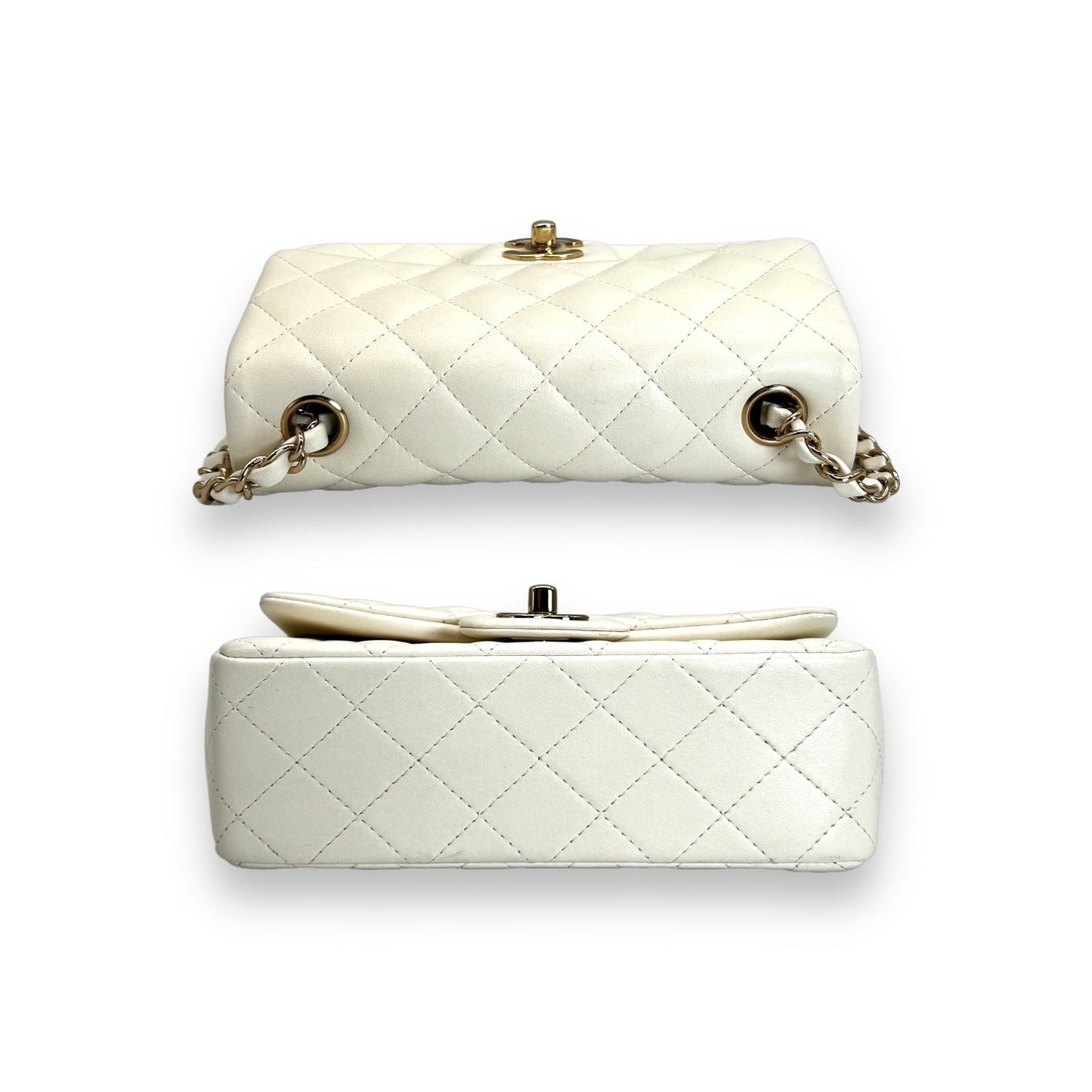 Chanel Quilted White Lambskin Mini Rectangular Flap Bag