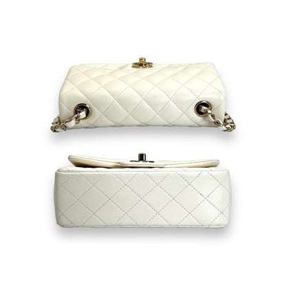 Chanel Quilted White Lambskin Mini Rectangular Flap Bag